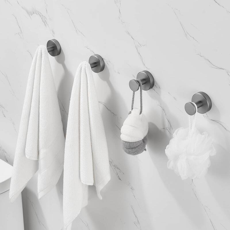 Wall Mounted Towel Hooks 4 Pack Bathroom Robe Hook for Cabinet Closet Door Heavy Duty Wall Hooks for Kitchen, Hotel, Washroom