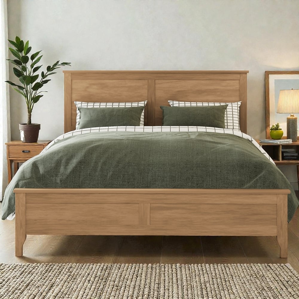 Modern Solid Wood Platform Bed Frame with Wooden Slats Support, No Box Spring Needed, Full Queen King