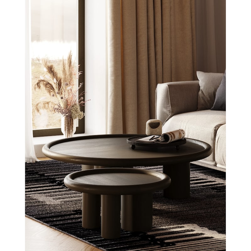 Modrest Strauss Contemporary Brown Ash Round Coffee Table