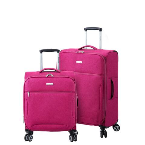 2 Luggage Set Expandable Silent Goodyear Spinner Wheels - Soft Case - Fuchsia - Sevilla
