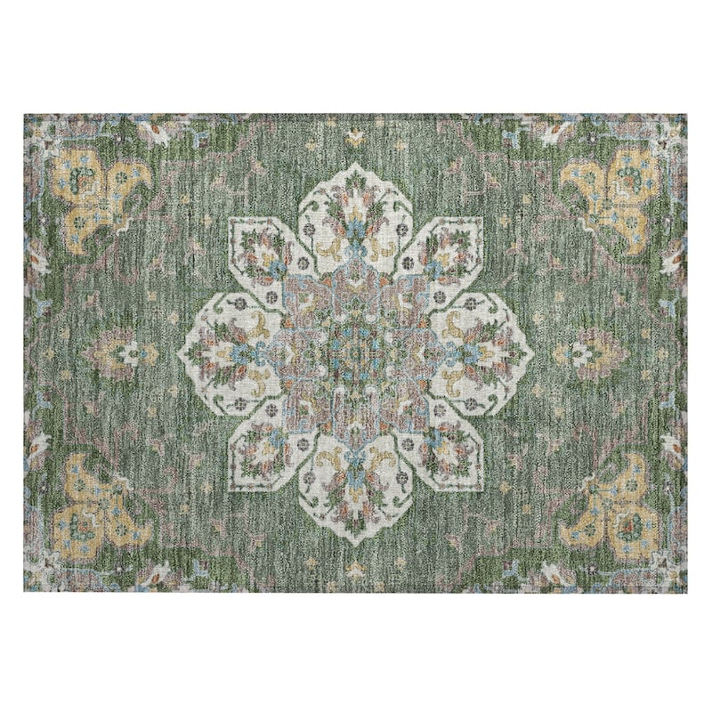 Machine Washable Indoor/Outdoor Traditional Heriz Chantille Rug