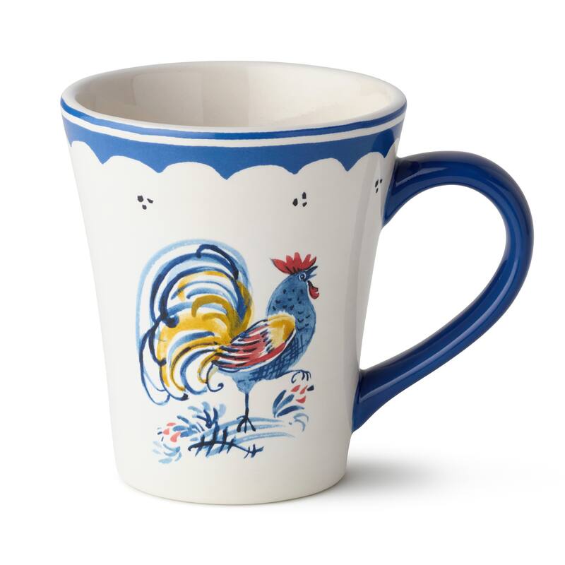 Certified International French Rooster 16 oz. Mugs, Set of 4 Assorted Designs