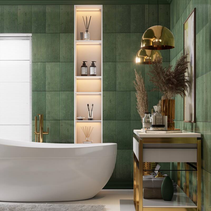 Merola Tile Capri Strata Oliva 6-7/8" x 14" Porcelain Floor and Wall Tile