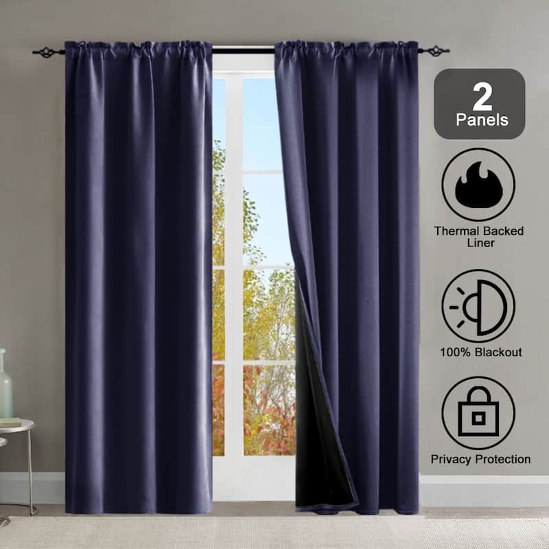 Pro Space 2 Panels Thermal Room Blackout Rod Pocket Curtain
