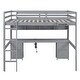 preview thumbnail 6 of 10, Full Size Loft Bed with Desk, Storage Cabinets, Drawers & Bedside Tray, Versatile Wood Bedframe w/Plug Outlets & 2 USB Port,Grey
