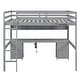 preview thumbnail 7 of 8, Full Wood Loft Bed wDrawers Desk Cabinets Charging Station Tray聽,Grey