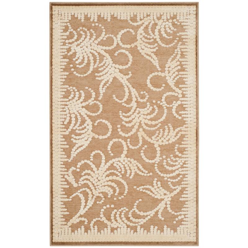 Martha Stewart by SAFAVIEH Handmade Fountain Swirl Viscose Rug - 2'7" x 4' - Taupe