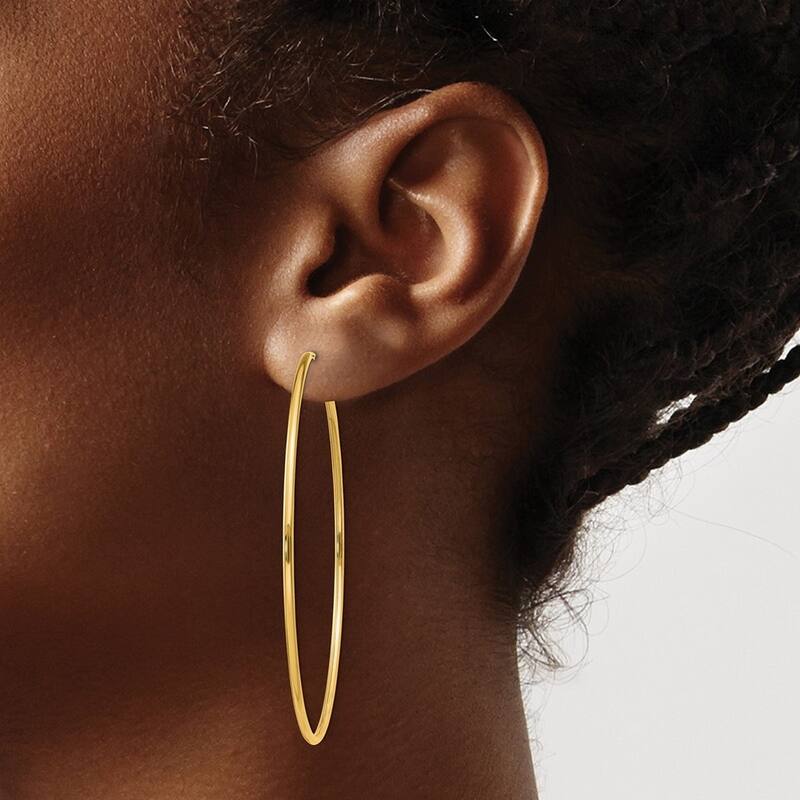 Curata 14k Yellow Polished tube 1.5x16mm Round Endless Hoop Earrings