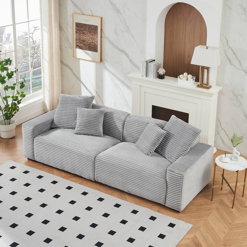 104.72-inch 4-seat large sofa with 4 throw pillows