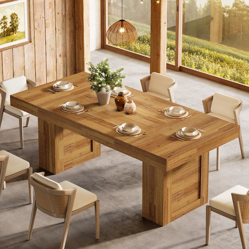 63'' Large Kitchen Table, Rectangle Dining Table for Dining Room, Family Meals, Banquets & Dinner Parties