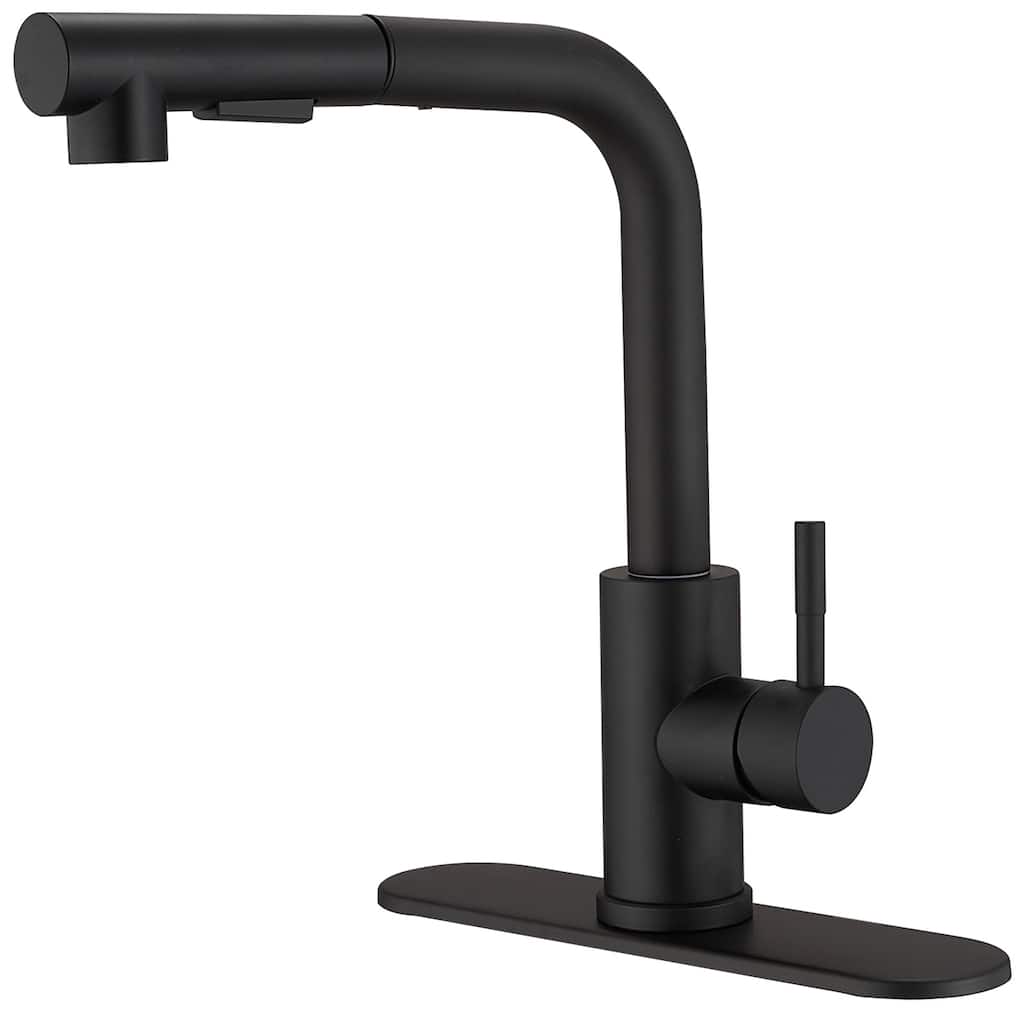 Single Handle Pull-down Kitchen Faucet with Deck Plate Brushed Nickel