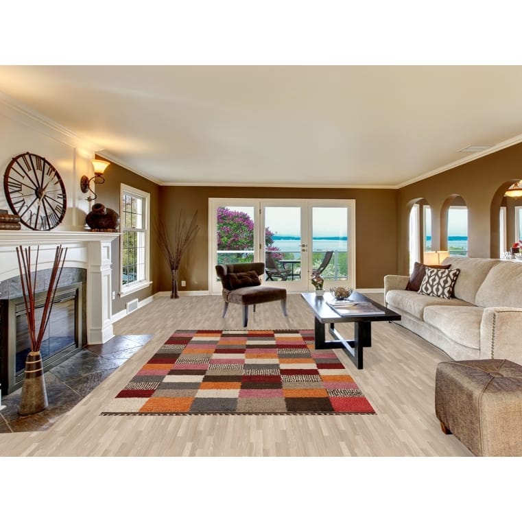 Hand Knotted Oriental 100% Wool Carpet Modern All-Over Multi-Colored Moroccan Area Rug - 9' 4'' X 5' 8''