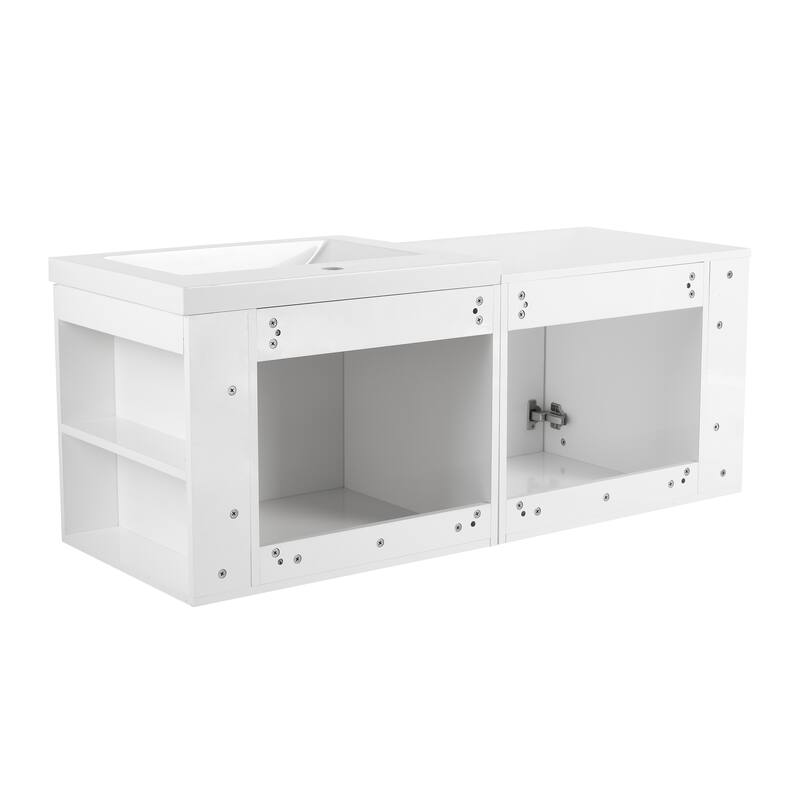 BNK 24"/48" Single Sink Bathroom Vanity with Soft Close Door and Shelf, Modern Floating Vanity