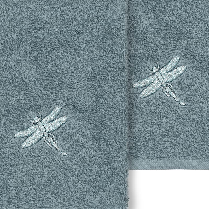 Authentic Hotel and Spa 100% Turkish Cotton Braelyn 2PC Embellished Washcloth Set