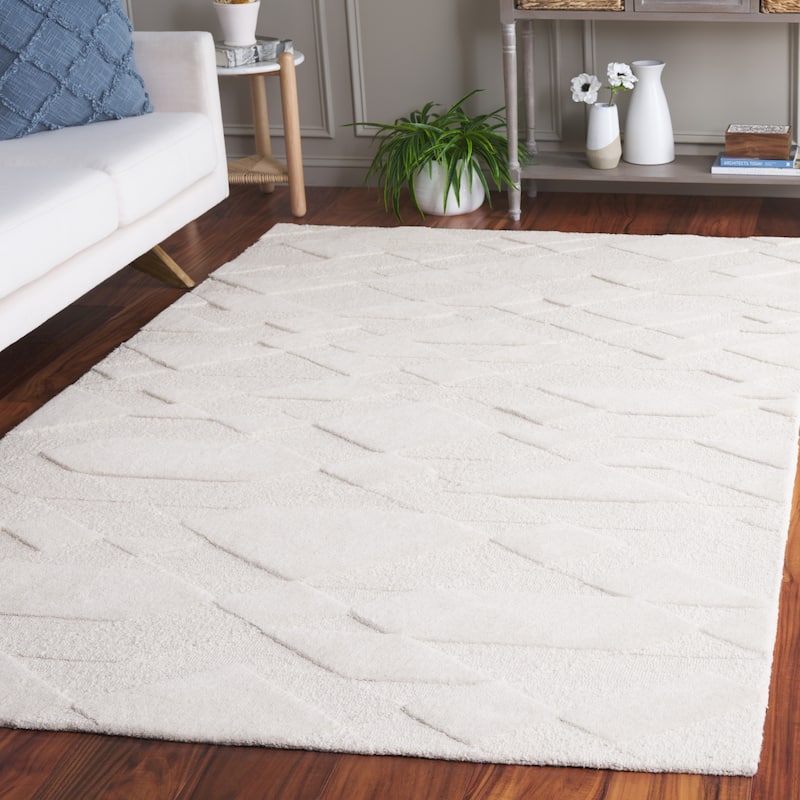 SAFAVIEH Handmade Rodeo Drive Hyrije Mid-Century Modern Wool Rug - 5' x 8' - Ivory - Rectangle