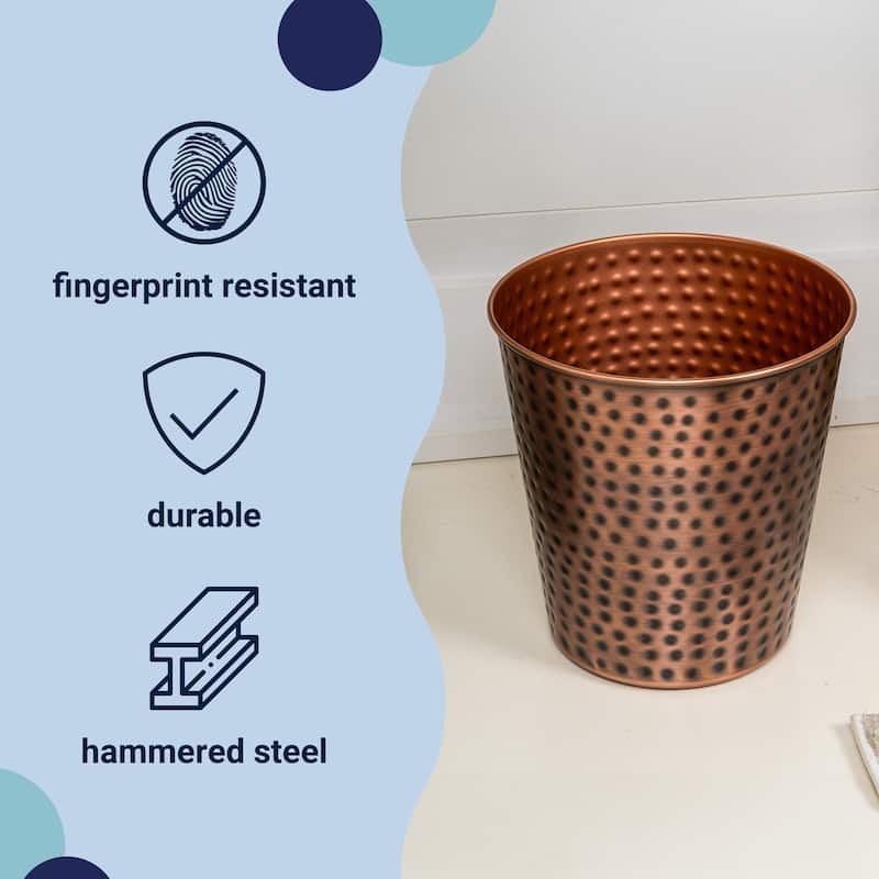 happimess Axel Modern Minimalist Hammered Steel 2-Gallon Wastebasket