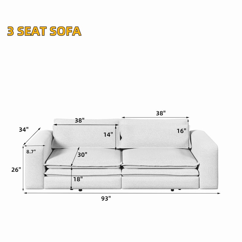 93" King Sleeper Sofa Bed - 3-in-1 Convertible Couch with Chaise Lounge, 2 Pillows, for Living Room, Office