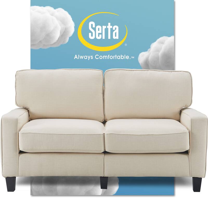 Serta Palisades Upholstered 61" Sofas for Living Room Modern Design Couch, Straight Arms, Tool-Free Assembly - Buttercream