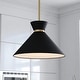 preview thumbnail 1 of 12, Racine Mid-Century Modern Bowtie Pendant Light, LED Compatible Matte Black and Natural Brass - 15-in W x 9.75-in H x 15-in D