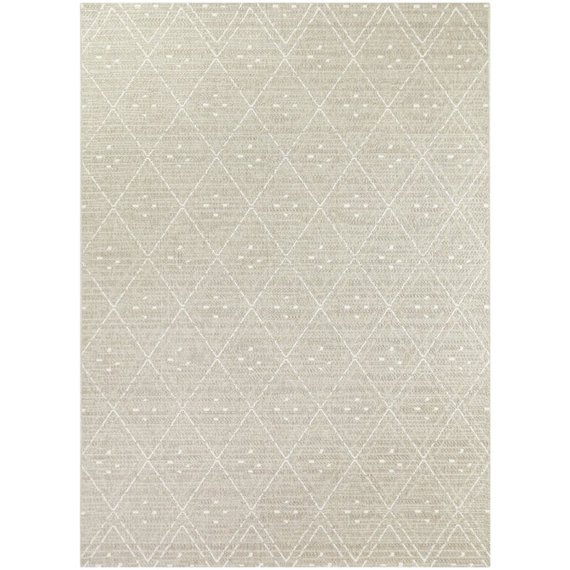 Jennifer Global Diamond Indoor/Outdoor Area Rug - 5'3" x 7' - Beige/Ivory