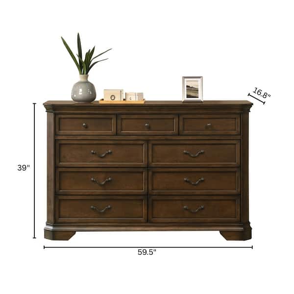 dimension image slide 1 of 2, Roundhill Furniture Maderne Traditional Wood 9-Drawer Dresser