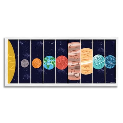 Stupell Playful Milky Way Galaxy Planets Kid's Sun Orbit Framed Wall Art