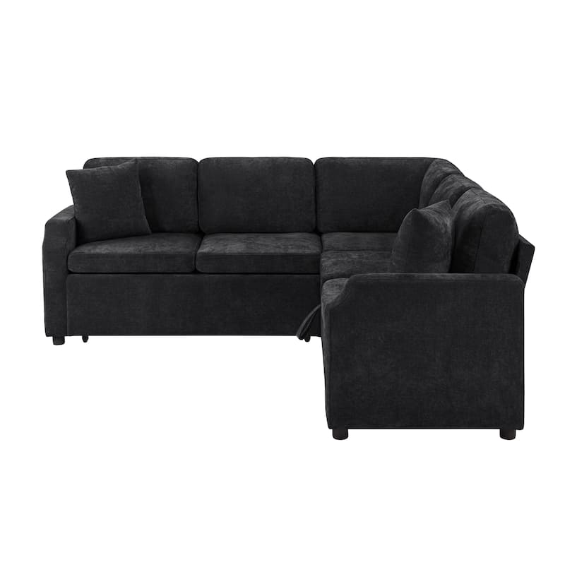 81.9" Upholstered L-shaped Sofa with a Sofa Sleeper and a Hidden Storage Compartment