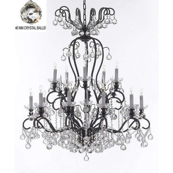 Swarovski Crystal Trimmed Wrought Iron Chandelier Lighting Swarovski Crystal Trimmed Wrought Iron Chandelier Lighting