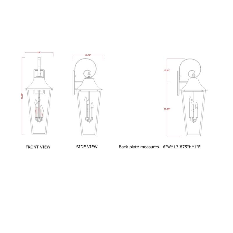 Gannon 5 Light Outdoor Wall Light in Black