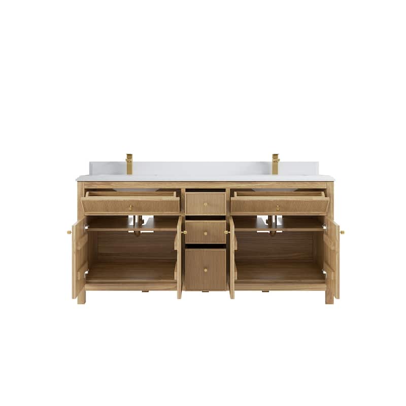 Willow Collections 72 in. W x 22 in. D Sonoma Teak Double Sink Bathroom Vanity with Countertop