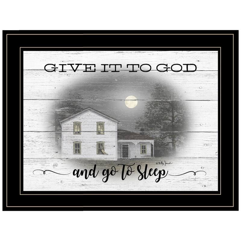 TrendyDecor4U Farmhouse "Give it to God" Framed Print Wall Art by Billy Jacobs - Earthtone