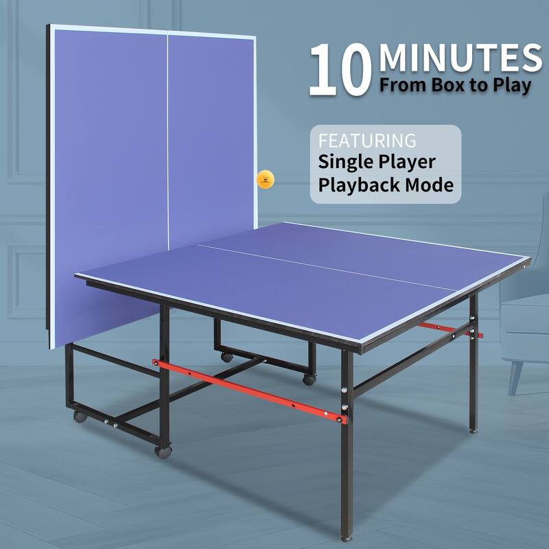 8FT Foldable Tennis Table Ping Pong Table Set, 2 Paddles & 3 Balls