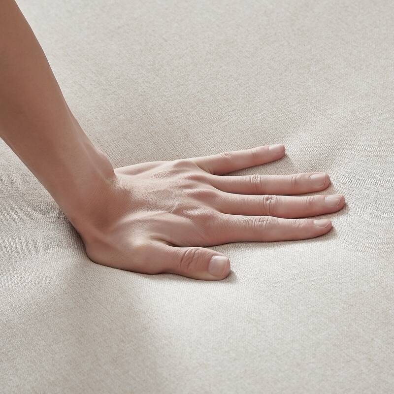 Modern Linen Convertible Loveseat Sleeper Sofa Couch with Adjustable Backrest, Pull-Out Bed and 2 Lumbar Pillows