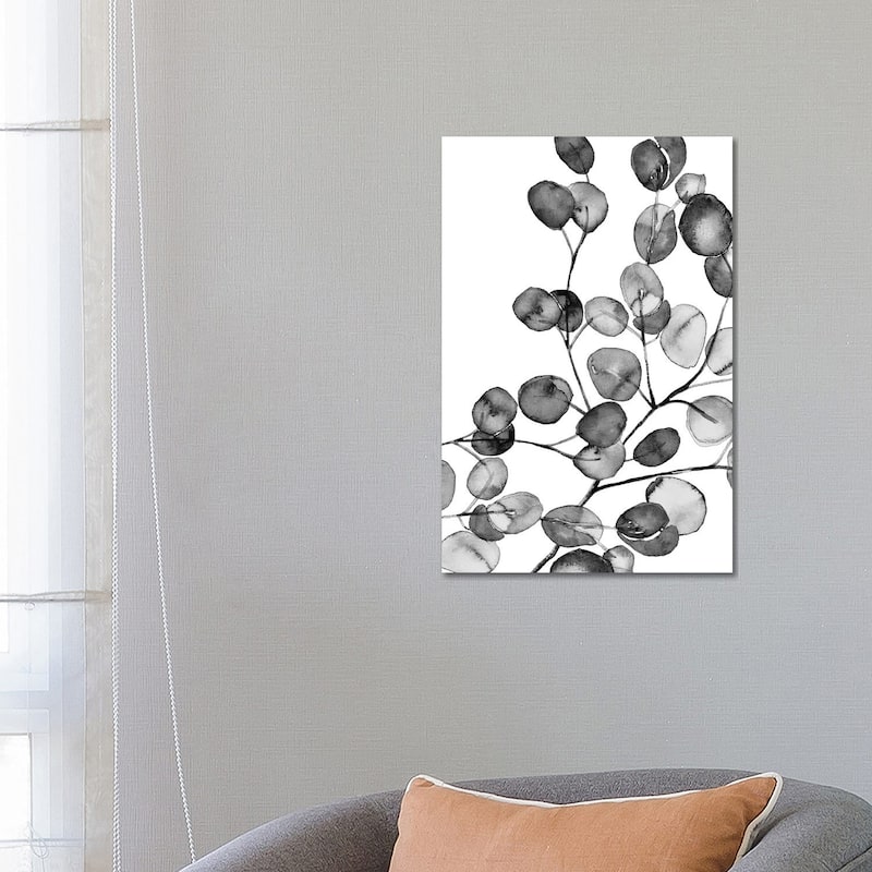 iCanvas "Eucalyptus Watercolor Black And White" by Monika Strigel Canvas Print - 26x18x1.5