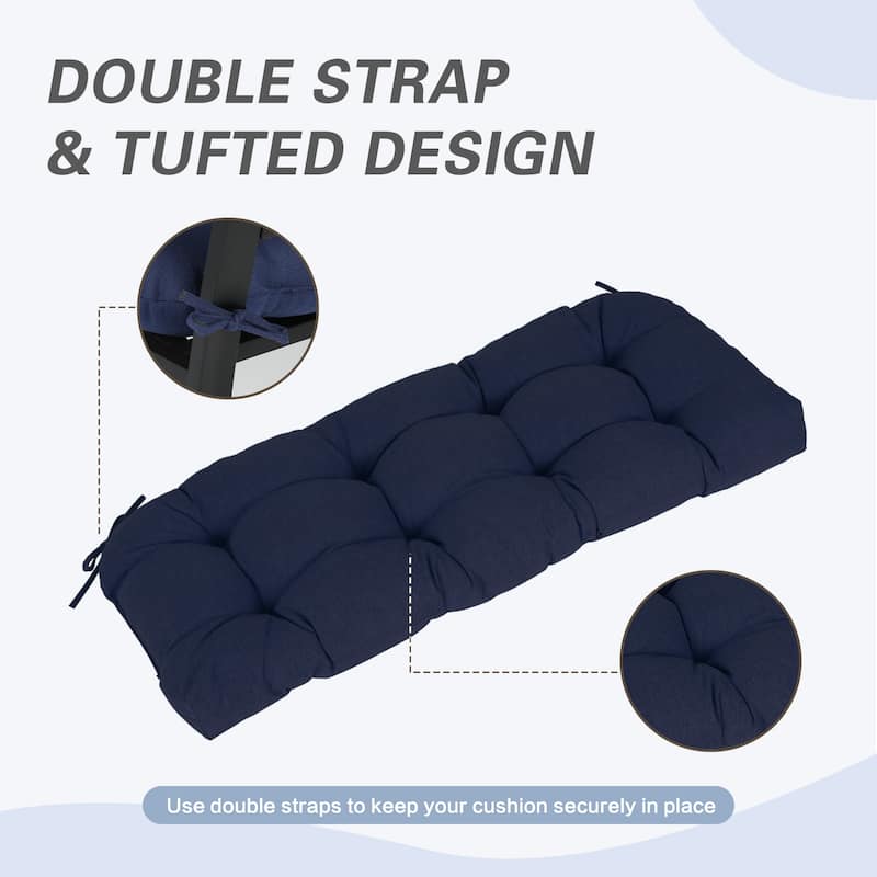 Aoodor Outdoor Polyester Tufted Bench Cushion, Water-resistant & Fade-Resistant Cushion