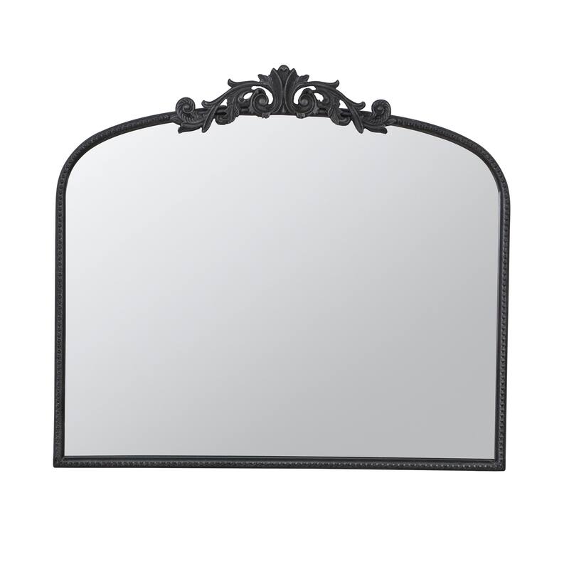 40" x 31" Classic Design Large Arch Mirror and Baroque Inspired Frame for Living Room Bathrrom Enterway Console - Black - Black