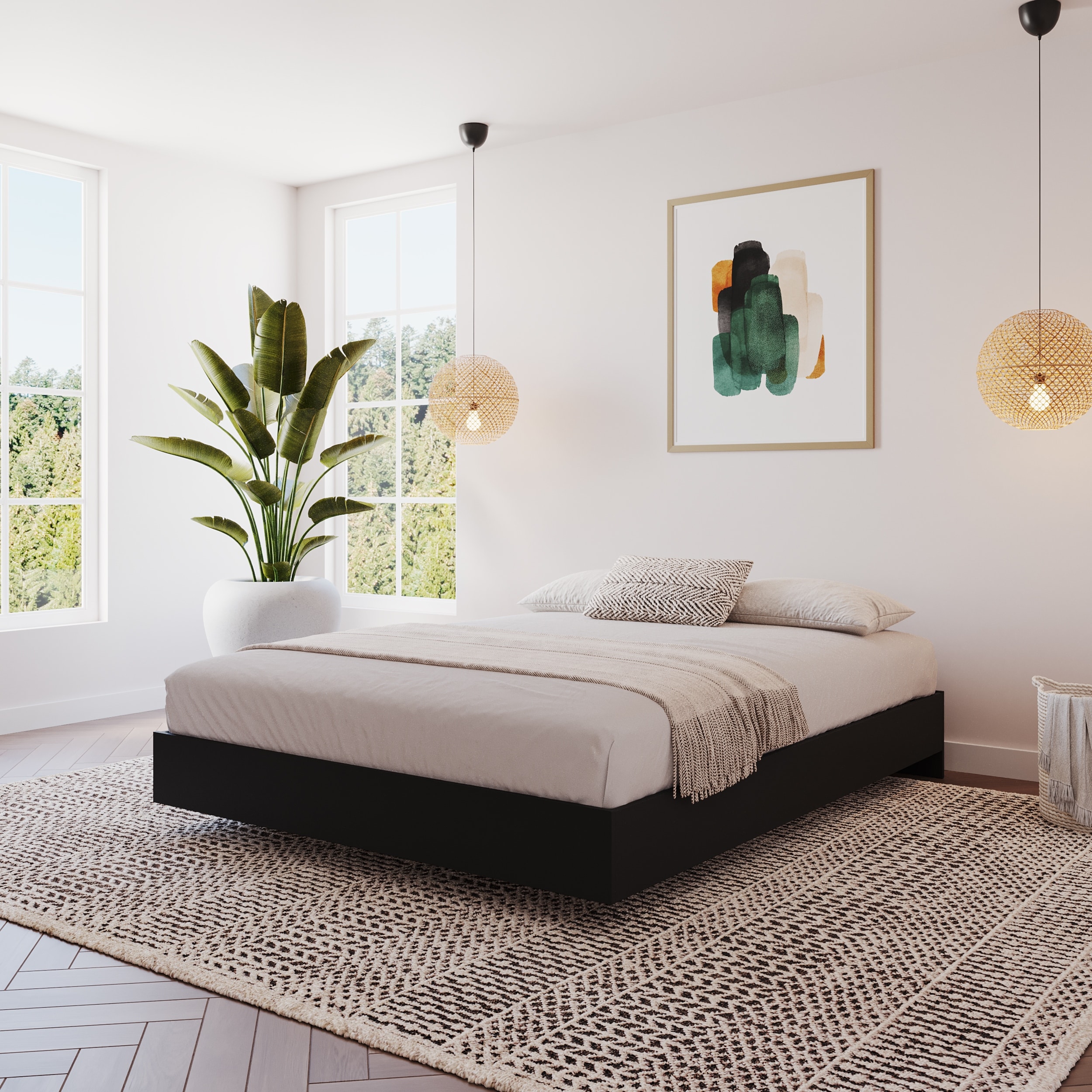 BARENA（バレナ）ボアベスト　ブラック　50 Nexera-Platform-Bed-Frame-,-