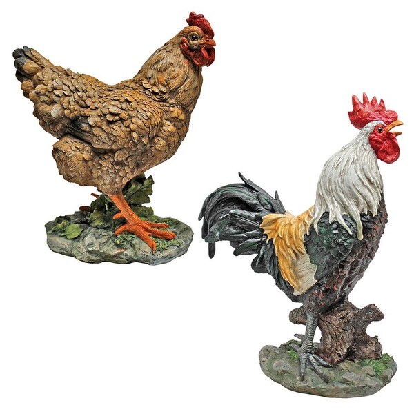 Design Toscano Henrietta the Hen and Cock-A-Doodle-Do Rooster Statues: Set of 2