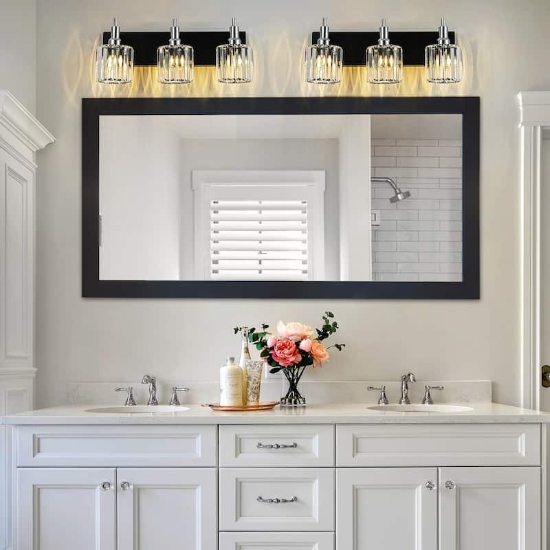 3/4/5-Light Modern Glam Dimmable Cylinder Crystal Wall Light Bathroom Vanity Light