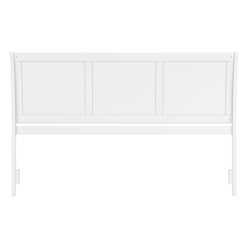 King Sleigh Solid Wood Panel Headboard in White with Curved Design and Sleek Modern Farmhouse Appeal
