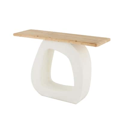 Wooden O Shaped Console Table with Light Brown Tabletop - White - Roche River Decor - 15"W x 47"L x 32"H