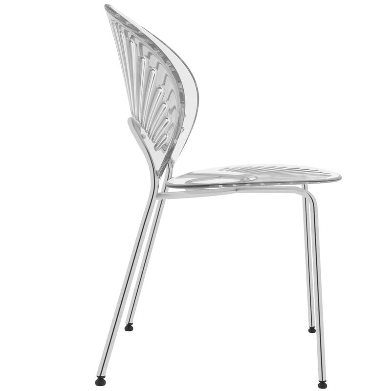 Opulent Plastic Dining Side Chair With Chrome Base Set of 4