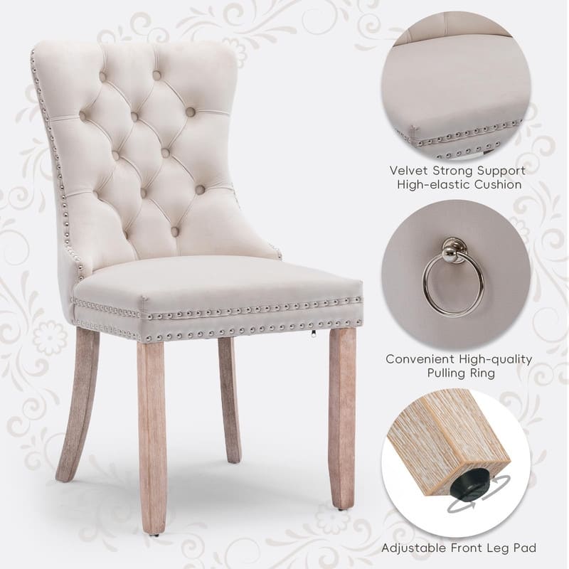 Tufted Naliheads Solid Wood Upholstered Dining Chairs (Set of 2)