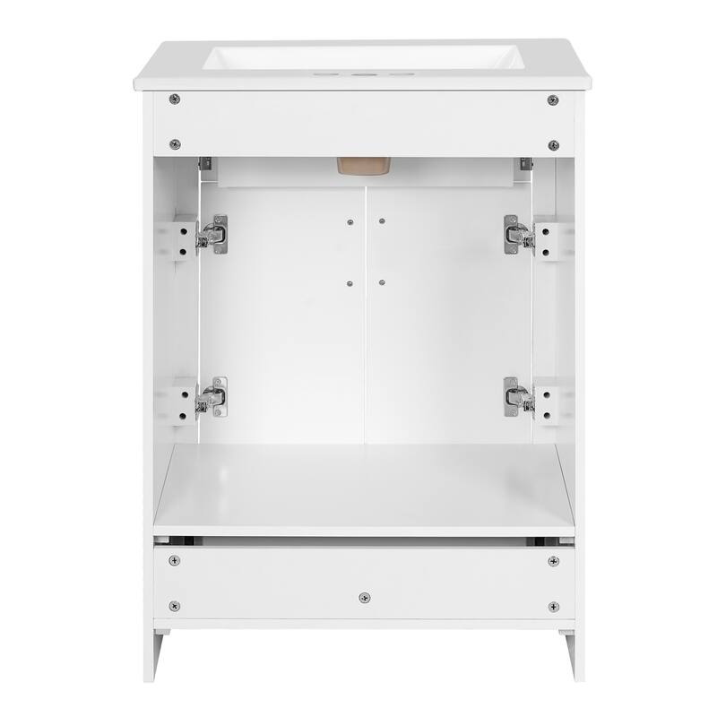 24'' Freestanding Bathroom Vanity with White Integrated Ceramic Sink - 24'' x 18.3'' x 34.5''