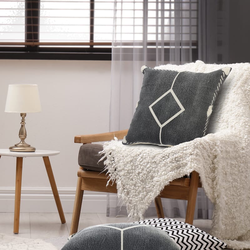 Sevita Bordered and Tufted Geometric Throw Pillow