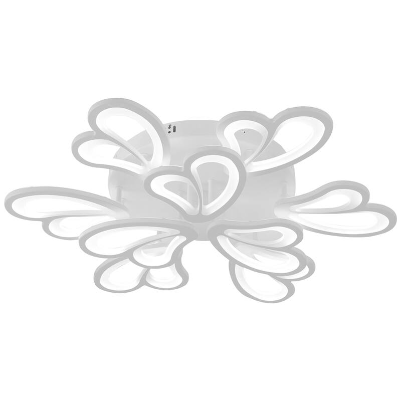 Indoor Modern Dimmable LED Semi-Flush Mount Ceiling Light Fixture with Remote and Creative Flower Lampshade