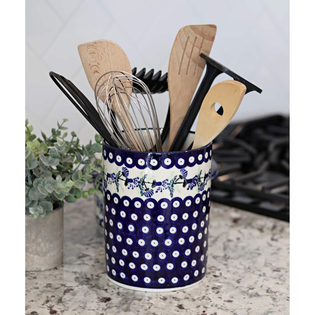 Blue Rose Polish Pottery 832 Zaklady Utensil Jar