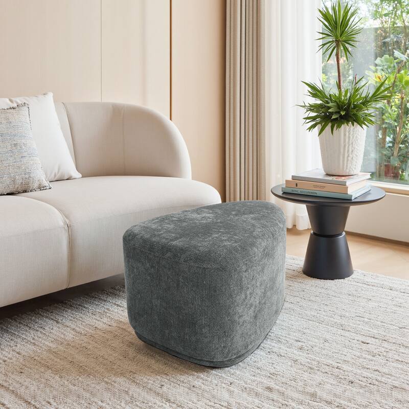 Bonnie 26"/43" W Chenille Small/ Oversized Triangular Cheese Ottoman