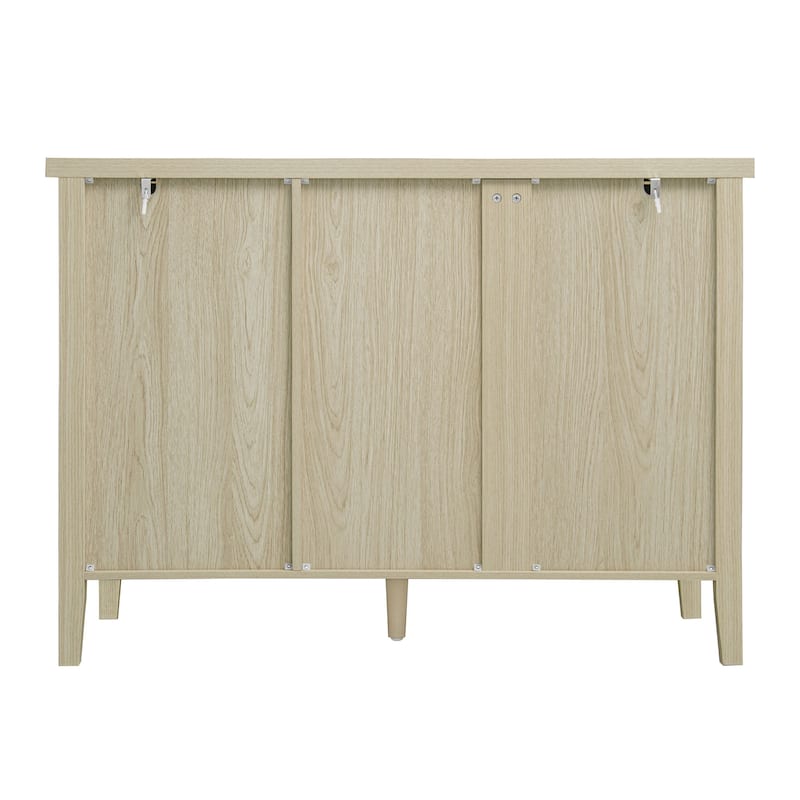 Roomfitters Hollow Carved Sideboard Buffet Cabinet with 2 Doors and 3 Drawers, Natural