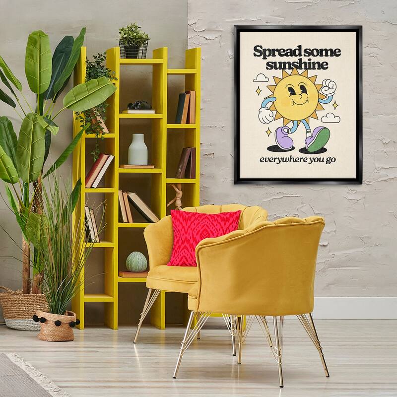 Stupell Retro Spread Some Sunshine Framed Floater Canvas Wall Art Design By Victoria Barnes